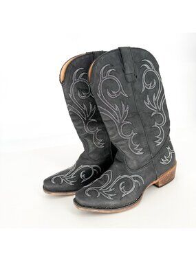 Roper Riley Embroidered Snip Toe Cowboy Western Women's 8.5 Black Casual Boots